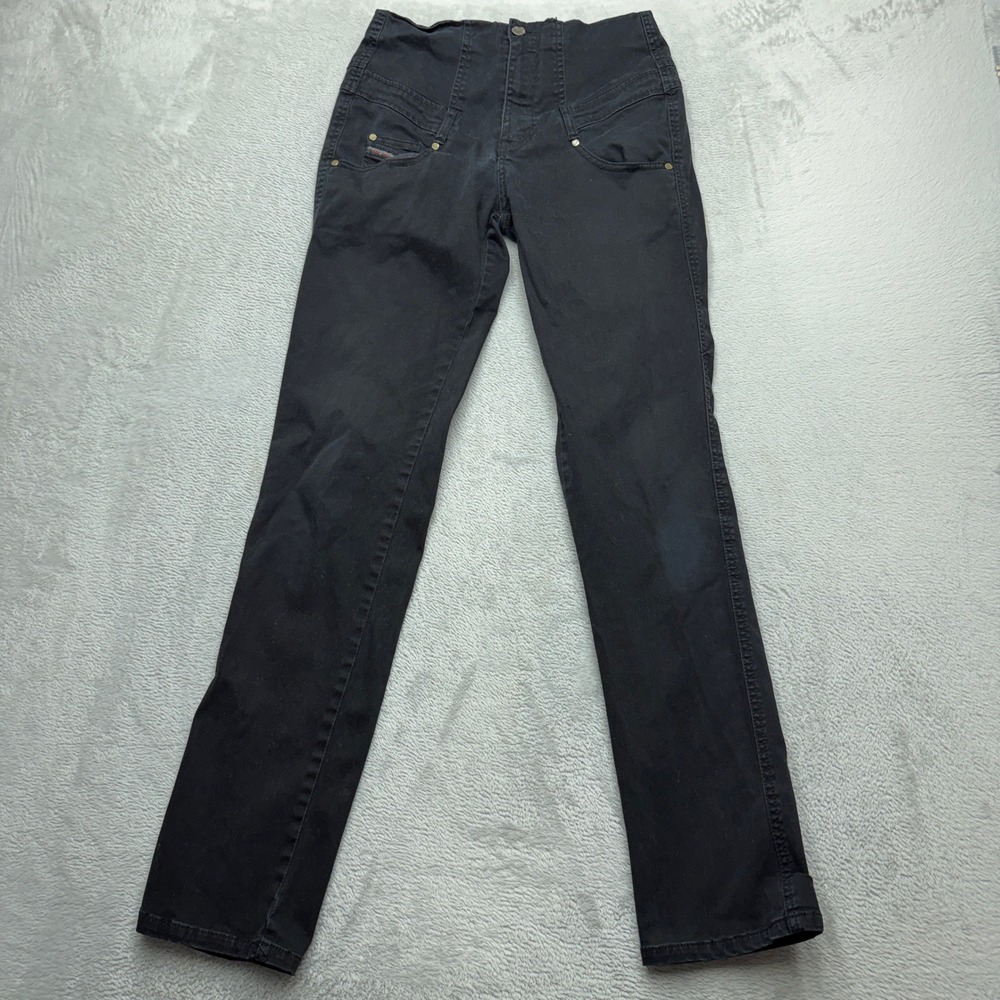 Diesel Jeans Womens 29 Black High Waisted Skinny Stretch Denim Pants Seamed Yoke